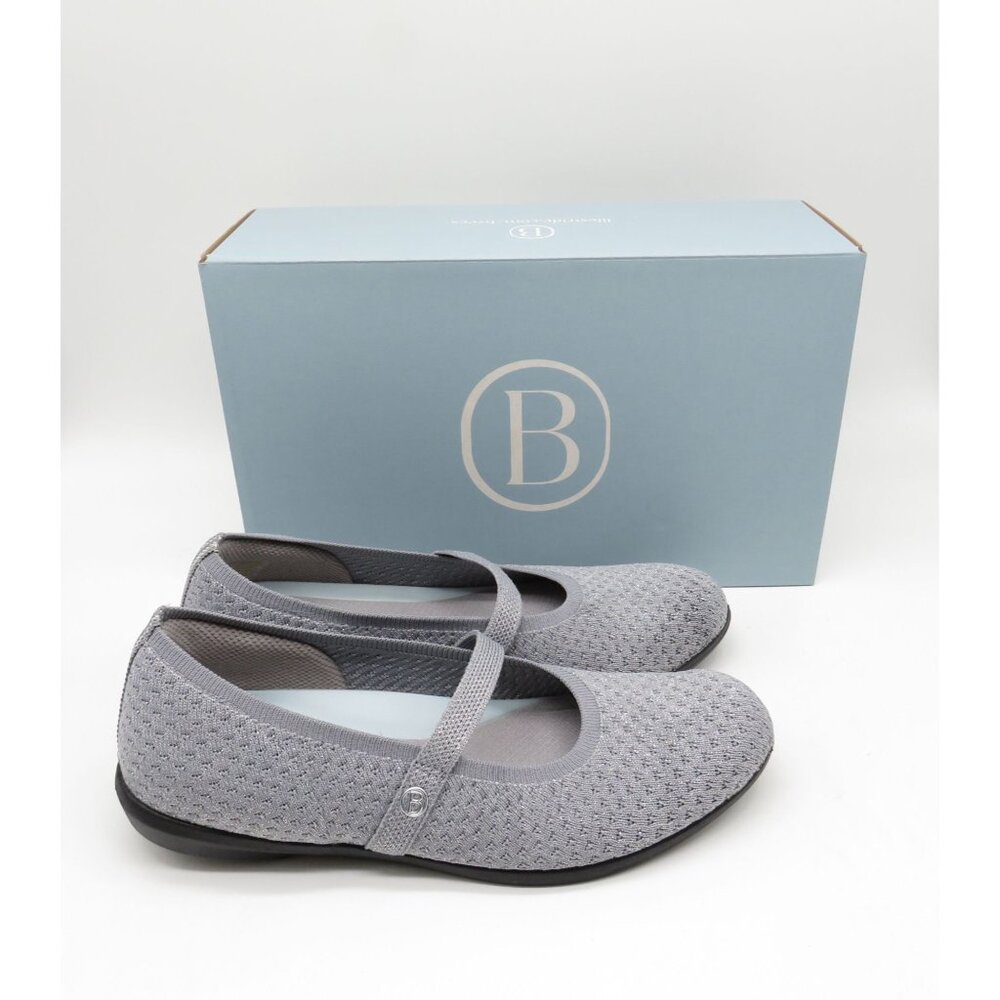 Lifestride Women's Grey Knit Mary Jane Flats By Bzees Size 8 NEW